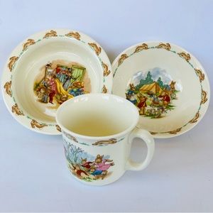 Royal Doulton Bunnykins 1936 Bone China 3 Pc Bowls Cup Mug Vintage Easter Gift